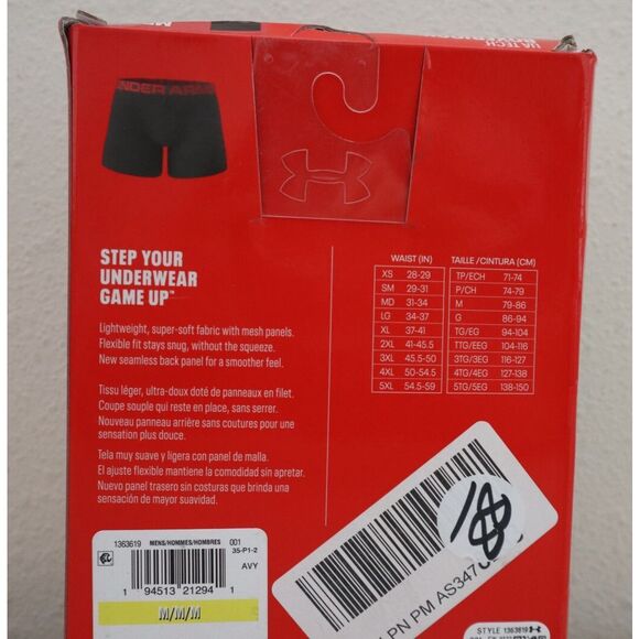 Under Armour 1363619-001 Men's Sz Medium Black 2-pk Tech 6" Boxerjock Briefs - Picture 2 of 4